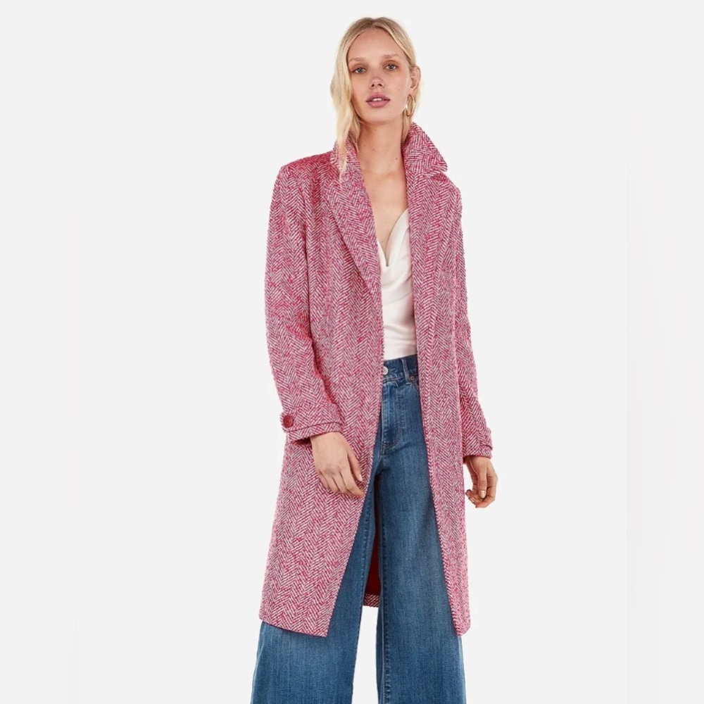 Belted Wool Blend Coat in Pink Flame Women’s Size XS
